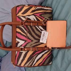 Micheal Kors Grayson multi colored zebra print purse